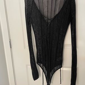 JLUXLABEL Black Bora Bora Crochet Knit Bodysuit - Medium